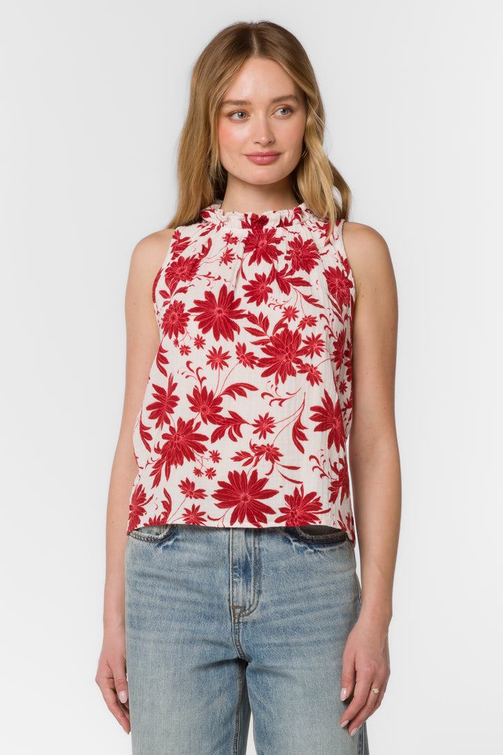 Venus Red Floral Top - Tops - Velvet Heart Clothing