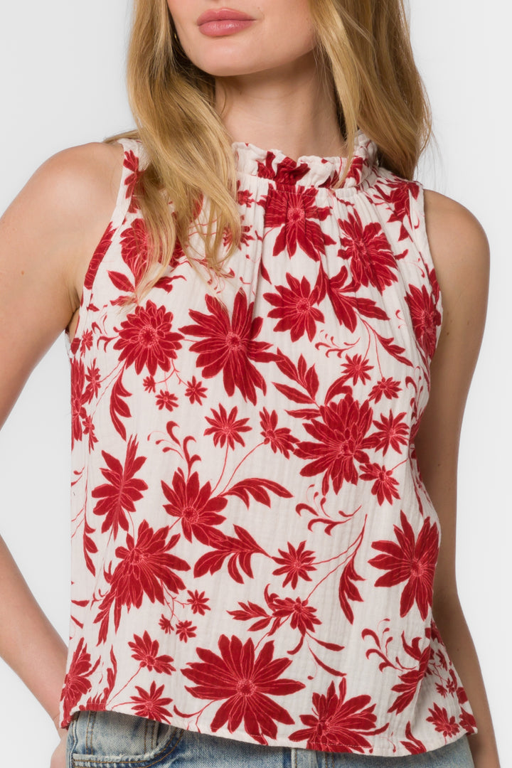 Venus Red Floral Top - Tops - Velvet Heart Clothing