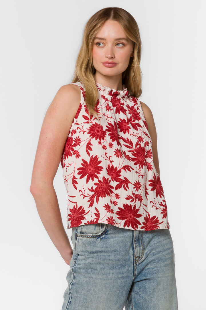 Venus Red Floral Top - Tops - Velvet Heart Clothing