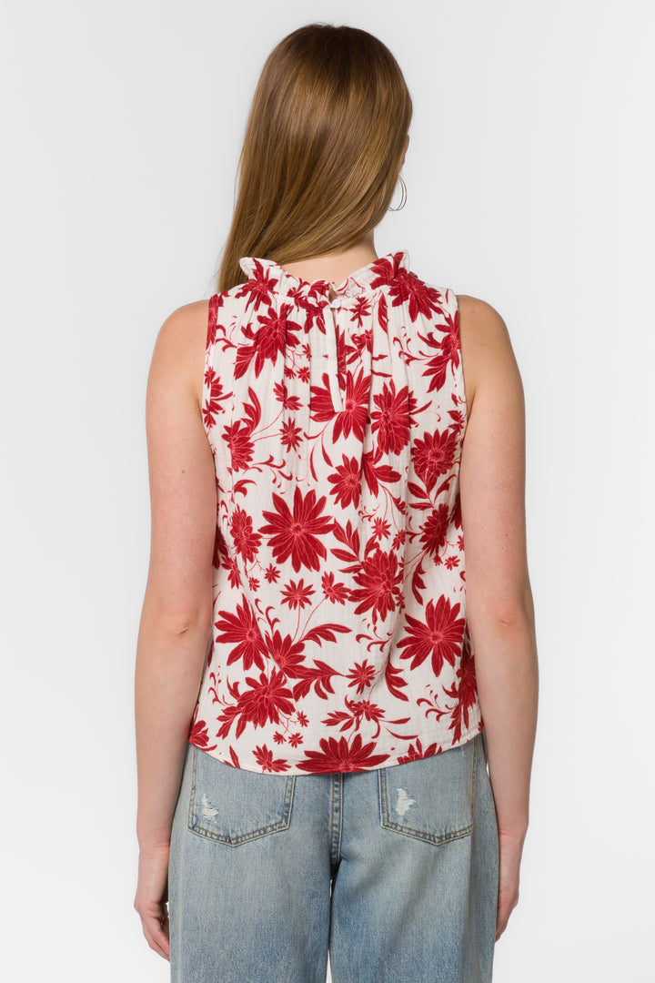 Venus Red Floral Top - Tops - Velvet Heart Clothing