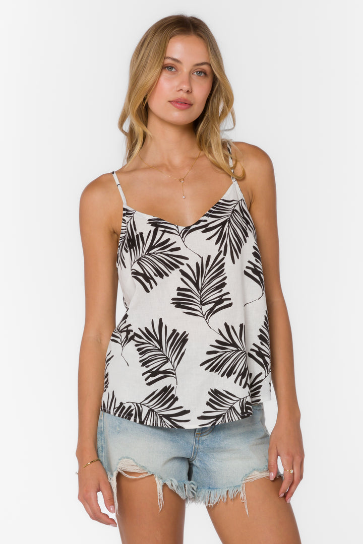 Victory Black White Palm Cami - Tops - Velvet Heart Clothing