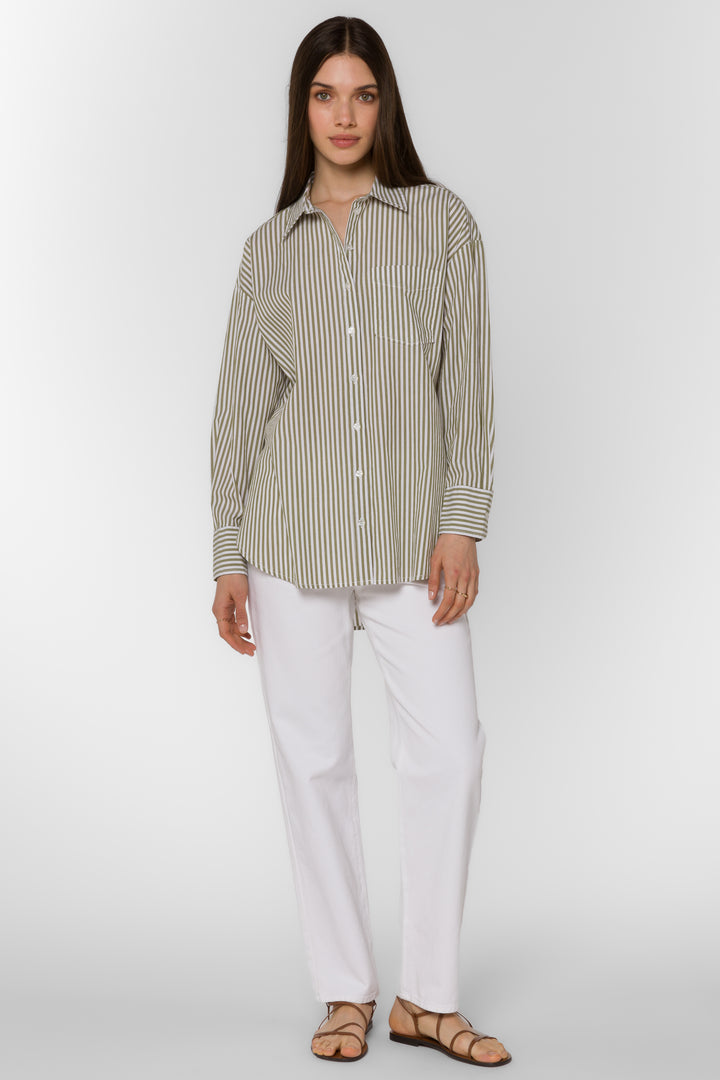 Waylor Kiwi Stripe Shirt - Tops - Velvet Heart Clothing