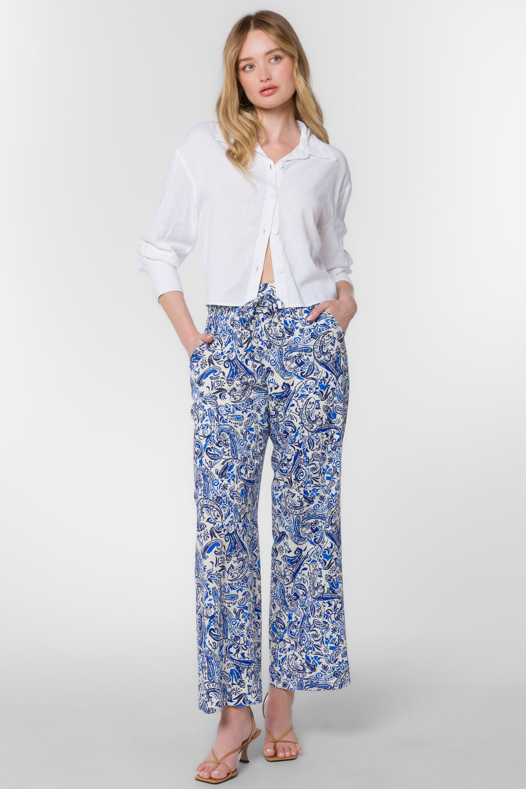 Wendy Blue Paisley Pants - Bottoms - Velvet Heart Clothing