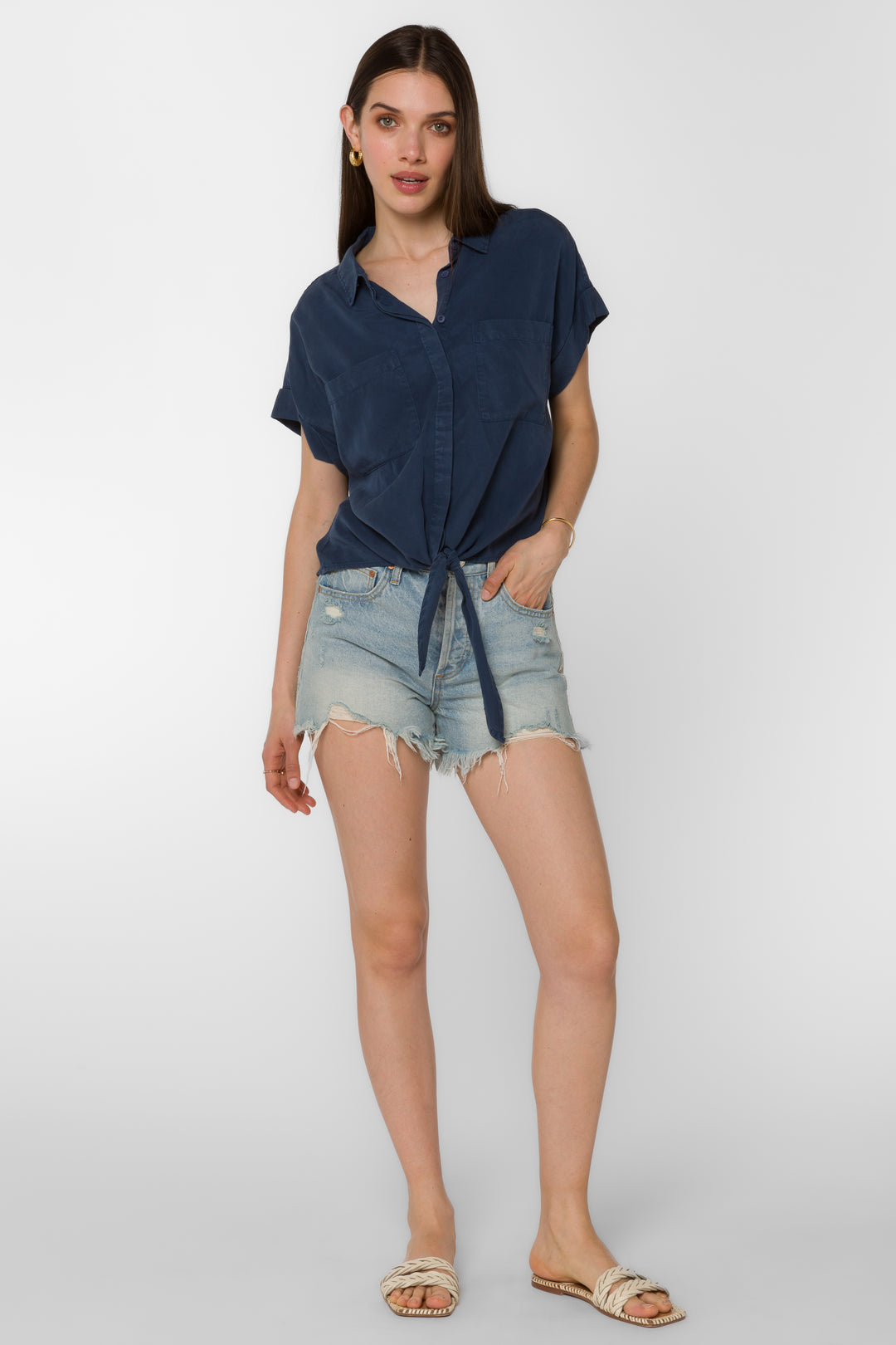 Zuria French Navy Top - Tops - Velvet Heart Clothing