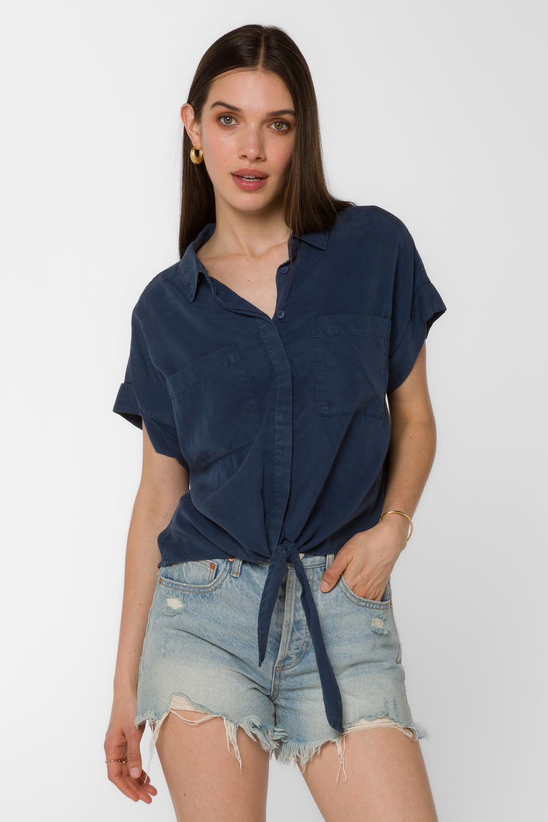 Zuria French Navy Top - Tops - Velvet Heart Clothing